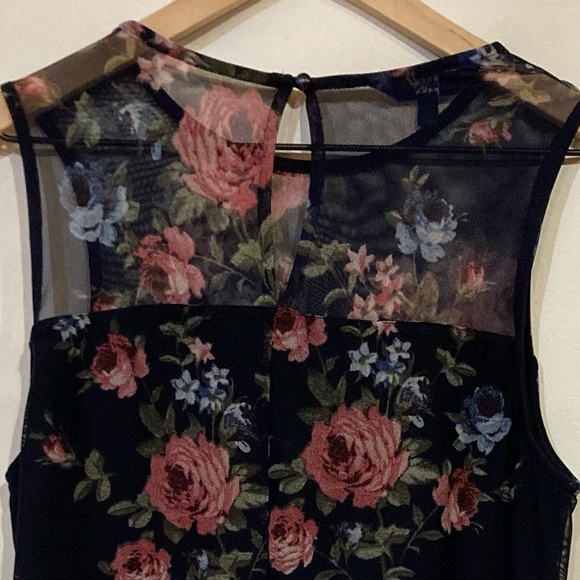 Apt. 9 Dark Blue Multi Floral Roses Sleeveless Tunic Top Women’s Sz M - Picture 2 of 7